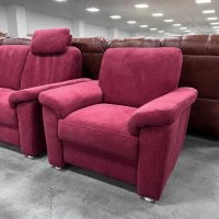 Червен диван от плат с лежанка ф-я сън,фотьойл, табуретка "ZE-EM09003", снимка 7 - Дивани и мека мебел - 39971489