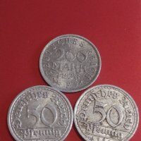 Три монети 50 пфенинг 1920/21г. / 200 марки 1923г. Германия за КОЛЕКЦИОНЕРИ 32075, снимка 1 - Нумизматика и бонистика - 44304614