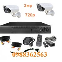2 камери 3мр 720р външни или вътрешни + dvr 4 канален - пълна система за видеонаблюдение, снимка 1 - Комплекти за видеонаблюдение - 30518395