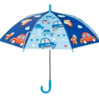 Детски чадър тип бастун за дъжд ръчен син Ciel с коли 66 см, снимка 2 - Чадъри - 42876164