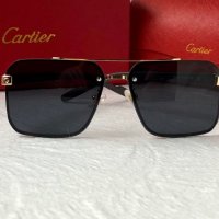 Cartier висок клас мъжки слънчеви очила с дървени дръжки, снимка 7 - Слънчеви и диоптрични очила - 42830684