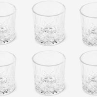 Комплект от деликатно стъкло,6 чаши и купа за лед с удобни щипки, снимка 1 - Чаши - 44926491
