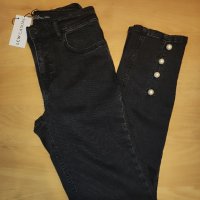 Дамски черни дънки от варен памук с перли на LC WAIKIKI размер S/34 цена 35 лв., снимка 5 - Дънки - 42677310