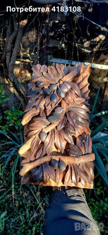 Пано маслинови клончета ръчна дърворезба - орех, снимка 1