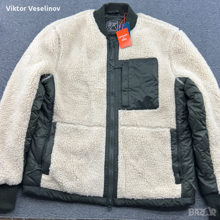 Superdry Vintage Sherpa Zip Through Мъжко Яке Размер L Fleece Pile, снимка 1