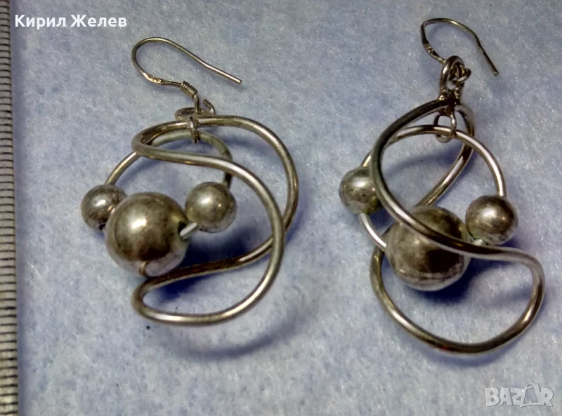 ШАРМАНТНИ СРЕБЪРНИ ОБЕЦИ СРЕБРО 925 ХУДОЖЕСТВЕНА ДИЗАЙНЕРСКА РЪЧНА АРТ ИЗРАБОТКА 48787, снимка 1