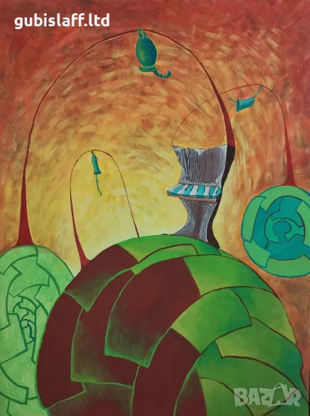 Картина, композиция, бълг. автор, 1990-те г., снимка 1