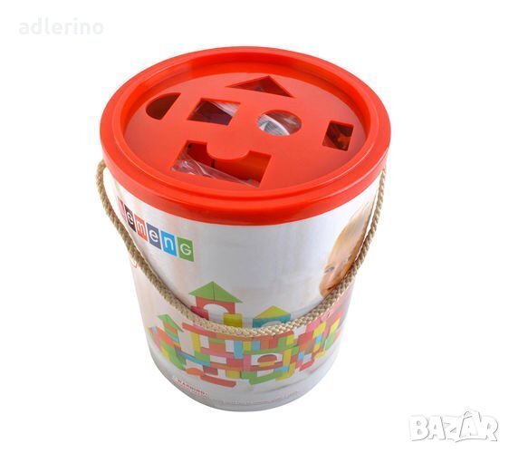 Детска игра - конструктор Дървени блокчета, дървен конструктор, 200 блокчета в кутия с креативен кап, снимка 1