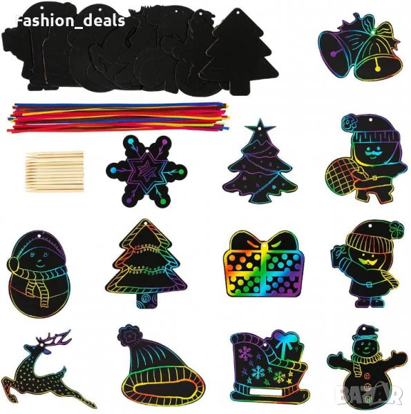 Нов Занимателен DIY Направи си сам комплект 48 броя етикети Коледна украса, снимка 1