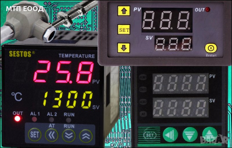 Терморегулатор до 1300C в корпус, температурен контролер, термо двойка, пещ, температура регулиране, снимка 1