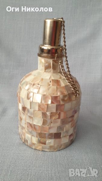 Спиртна лампа апликирана с плочки от естествен седеф, снимка 1