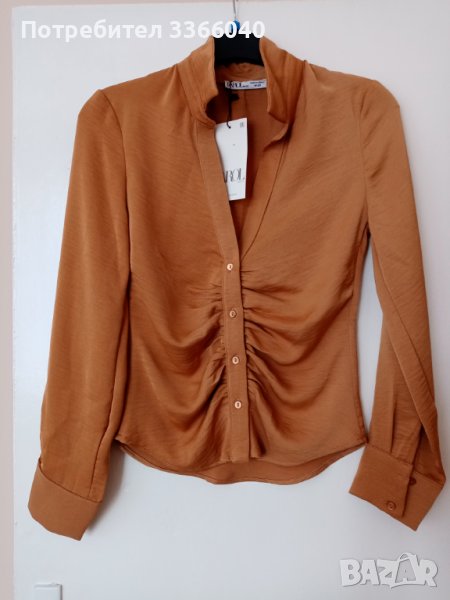 Риза, размер М-28, отговаря на S, цвят нюд, нова с етикет, снимка 1