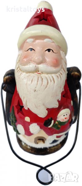 Коледно украшение своеобразен фенер Дядо Коледа с различни светлини, снимка 1