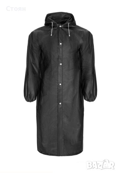 Водоустойчиво черен дъждобран за възрастни - Един размер, снимка 1