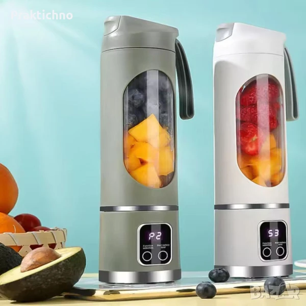 Преносим блендер 450 мл, презареждащ се с USB, за смутита и шейкове, 12 ножа от неръждаема стомана, снимка 1