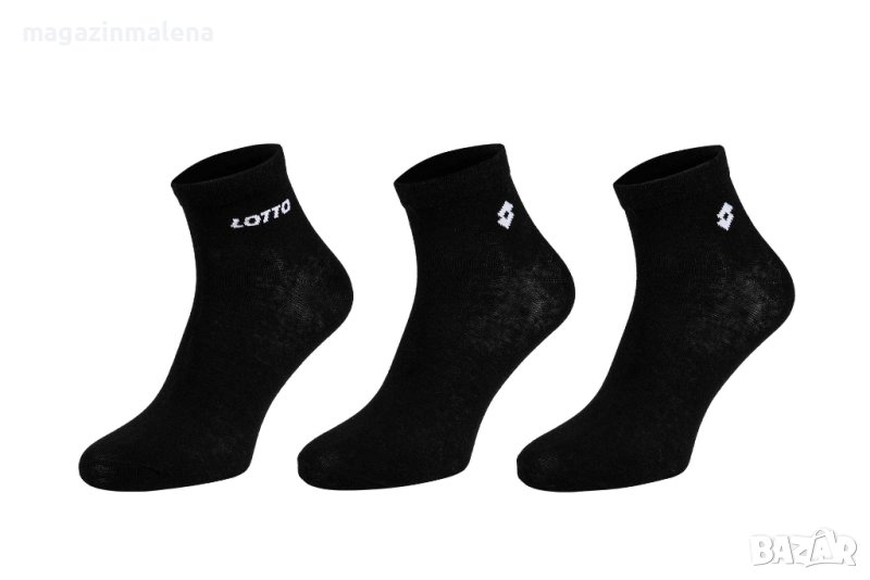 Lotto 35-38,39-42,43-46 италиански унисекс черни къси памучни чорапи над глезените памучен чорап, снимка 1