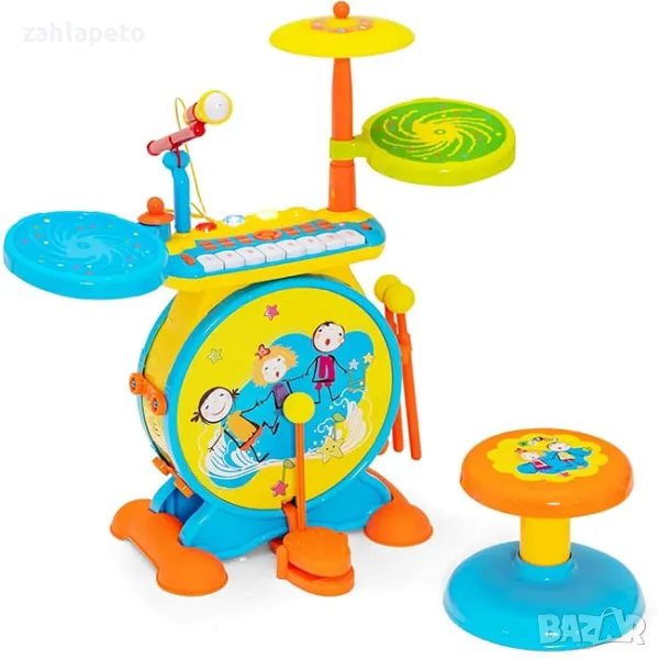 Комплект: Барабани + пиано + микрофон + столче, снимка 1