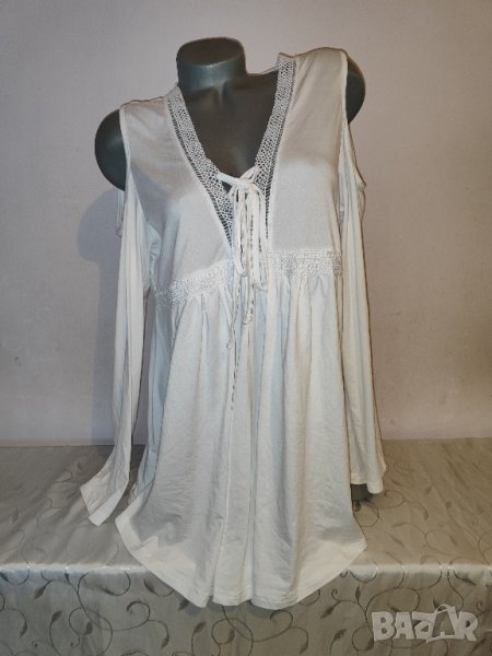 Бяла блуза - туника р-р ХЛ, снимка 1