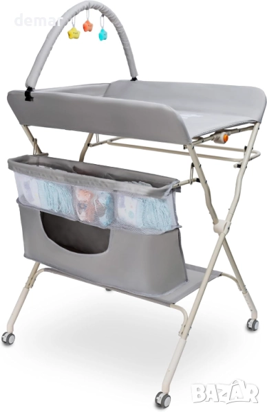 GOOZIE Бебешка маса за повиване с колелца – 5-степенна, регулируема, снимка 1