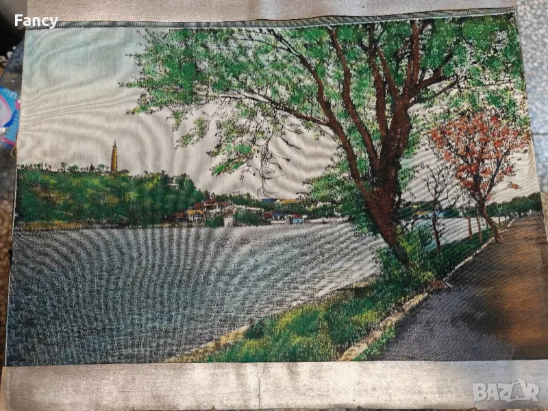 Китайски ситопечат "Изглед към реката" 1940 г , снимка 1