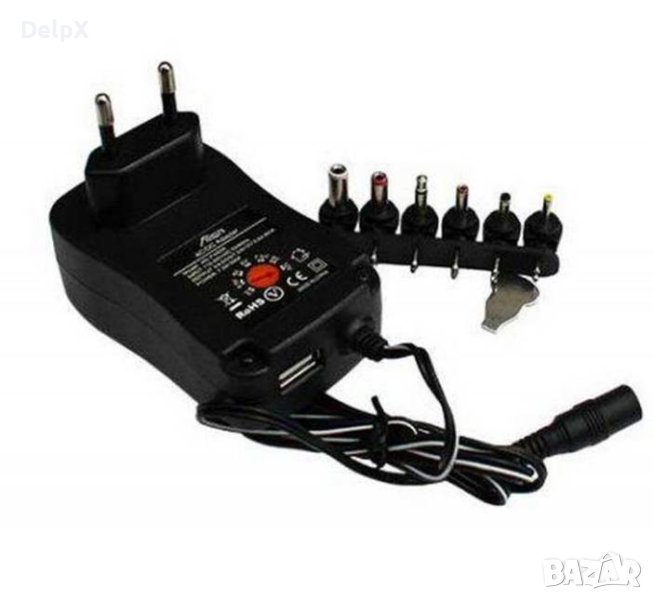 Мрежов адаптер стабилизиран, комбиниран 12V/9V/7,5V/6V/5V/4,5V/3V 1A 12W, снимка 1