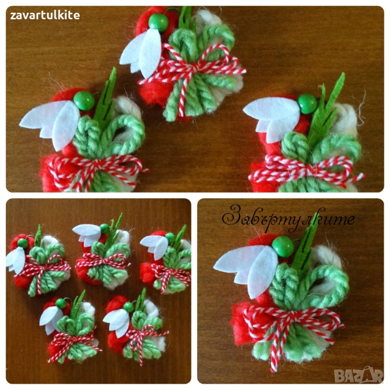 Мартенички кокиче с вълна и филц, снимка 1