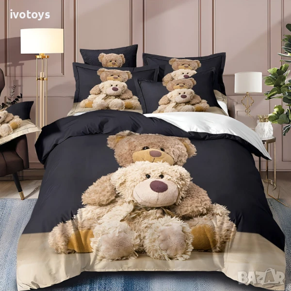 Двулицево спално бельо (размер за приста), реално изображение, 4 части - Модел WS18096, снимка 1