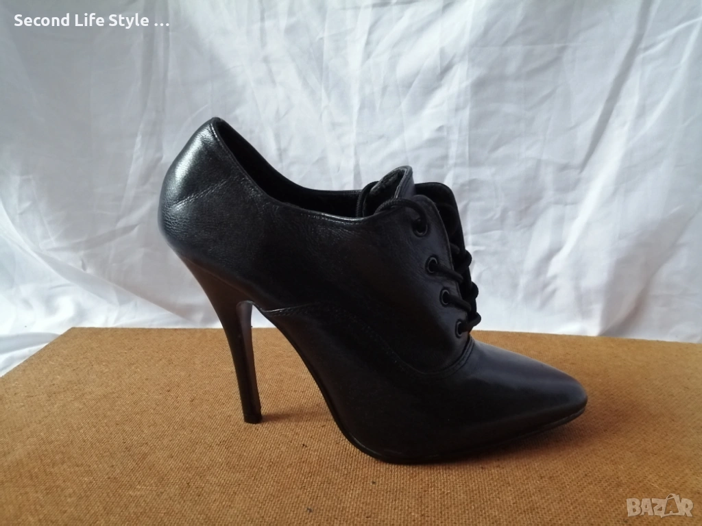 №36 Pleaser дамски обувки естествена кожа - висок ток, черен цвят, снимка 1