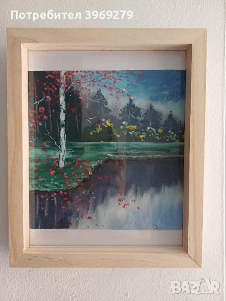 Лечебна ръчно рисувана картина с маслени пастели-22/27 см., снимка 1