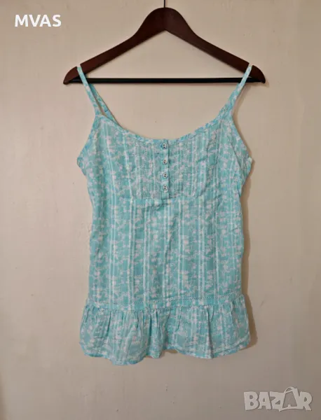 Нов дамски топ потник светло син с бяло М размер, снимка 1