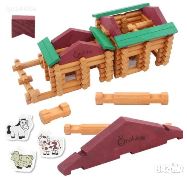 Дървена ферма с магазин конструктор 170 части / горска кабина, снимка 1