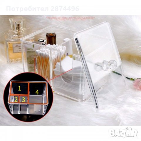 органайзер за козметични клечки и тампони с 4 отделения, снимка 5 - Други стоки за дома - 35159441