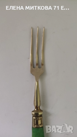 Старинни месингови десертни прибори с перлено-зелена бакелитова дръжка-в стил Арт Деко, снимка 7 - Антикварни и старинни предмети - 52564869