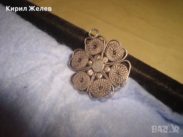 СТАРИНЕН СРЕБЪРЕН ФИЛИГРАНЕН ФЛОРАЛЕН МЕДАЛЬОН РЪЧНА МАЙСТОРСКА ИЗРАБОТКА 28766, снимка 5 - Антикварни и старинни предмети - 37268793