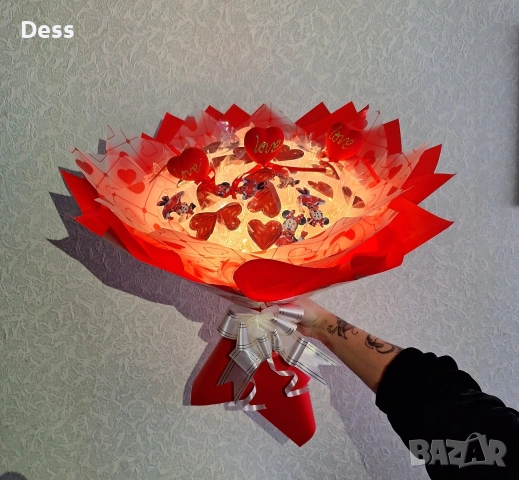 Букет/💖Светещи сърца – за любовта, която блести! 💝✨️, снимка 2 - Декорация за дома - 53378333