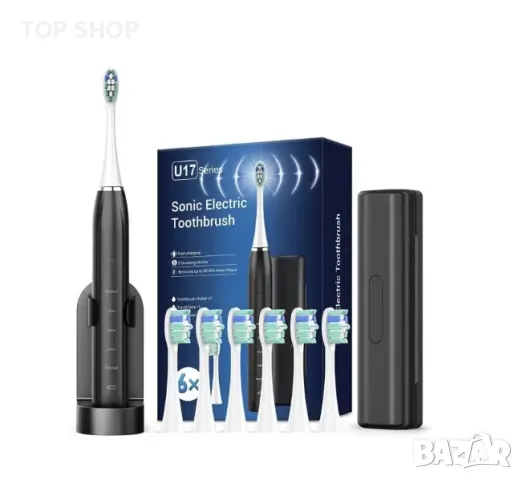 Електрическа Ултразвукова четка за зъби Phylian Pro U17, 6 сменяеми четки, 5 режима на четкане, Чере, снимка 5 - Друга електроника - 48842509