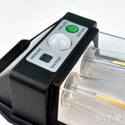 Соларен фенер с топла светлина и интелигентен сензор ДВОЙНА ЛАМПА YX-777-2W, снимка 3 - Други - 52346430