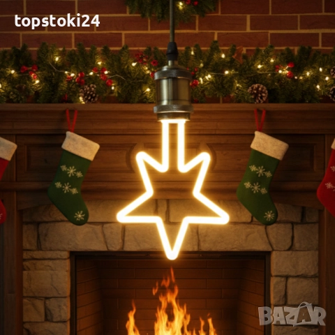 Коледна декоративна LED крушка – топла светлина, две форми: Звезда или Елха