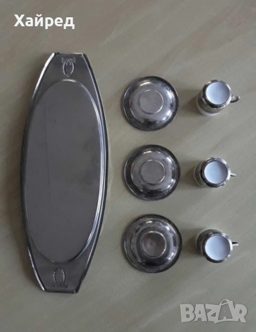 Стар Посребрен сервиз за кафе, снимка 5 - Антикварни и старинни предмети - 54254141