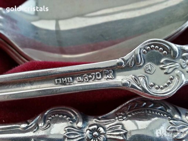 Руски посребрени лъжици в кутия мнц, снимка 6 - Антикварни и старинни предмети - 31273511