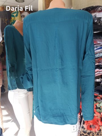 НАМАЛЕНИЕ Супер тъничка риза/блуза в синьозелен цвят - без закопчаване - размер Л/ХЛ, снимка 3 - Ризи - 29994769