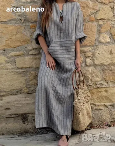 Дамска широка дълга рокля, 3цвята , снимка 2 - Рокли - 48170955