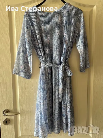 Разкошна нова  ежедневна елегантна теменужено синя рокля ситно плисе солей , снимка 6 - Рокли - 50174123