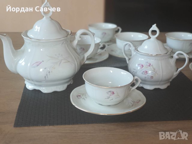 Красив порцеланов сервиз за чай Коста Йорданов, снимка 3 - Сервизи - 42521868
