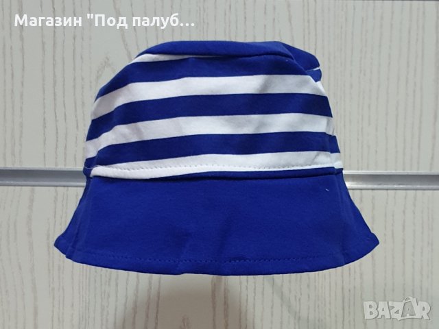 Нова детска моряшка шапка идиотка син/бял, от 1 годинка до 18 години, снимка 2 - Шапки, шалове и ръкавици - 29974301