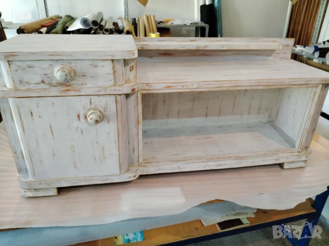 Винтидж шкаф за телевизор обувки тоалетка огледало, снимка 2 - Шкафове - 51770446