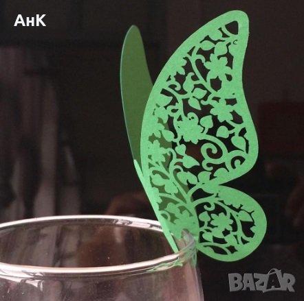 Пеперудки за чаша - чудесна украса за сватбена маса , снимка 4 - Сватбени аксесоари - 29347992