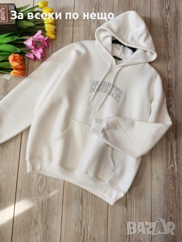 Дамски Бял Суитшърт С Качулка Код I_178