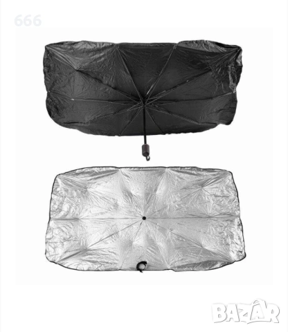 Сгъваем сенник за предно стъкло, 140x79 см, тип чадър с капак, UV устойчив