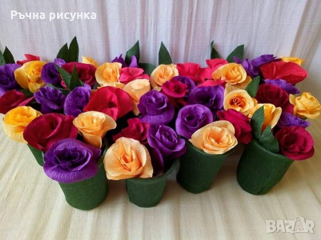 Вазичка с букетче три рози за 2лв, снимка 5 - Декорация за дома - 31598543